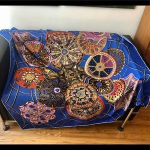 Big Hermès Paris Silk Shawl “140” Carre Scarf - Les Domes Celestes - 2010 - Blue